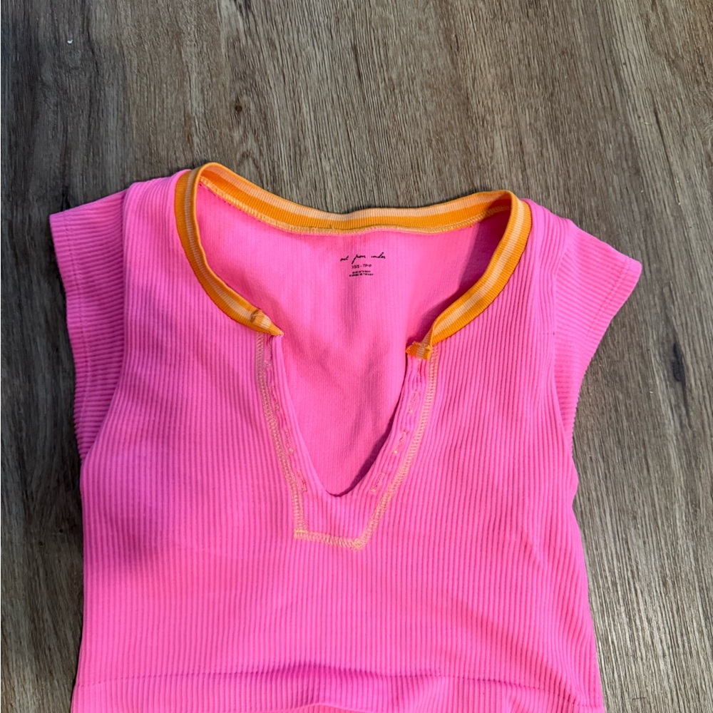 Urban Outfitters Pink and Orange Ribbed Top